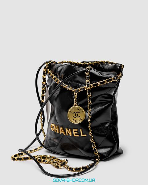 Жіноча сумка Chanel Black Quilted Calfskin Mini 22 Bag Gold Hardware Premium фото