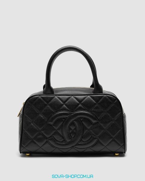 Женская сумка Chanel Vintage CC Quilted Caviar Bowling Bag Black Premium фото