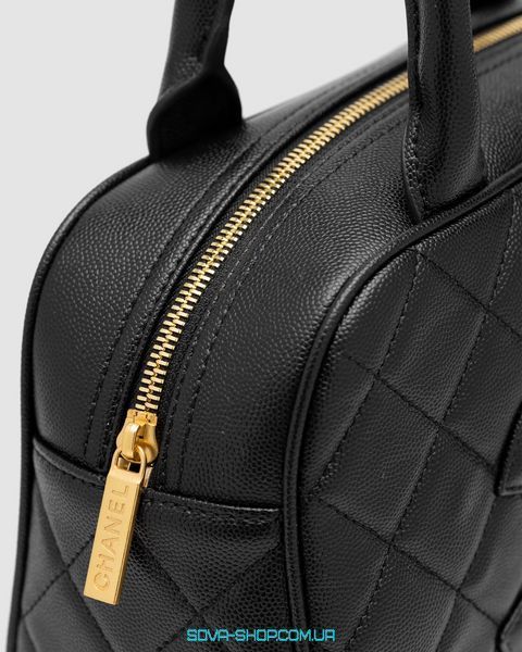 Женская сумка Chanel Vintage CC Quilted Caviar Bowling Bag Black Premium фото