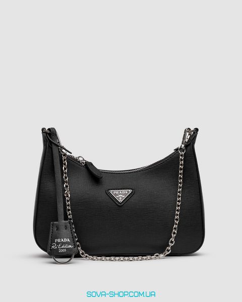 Женская сумка Prada Re-Edition 2005 Saffiano Leather Bag Black Premium фото