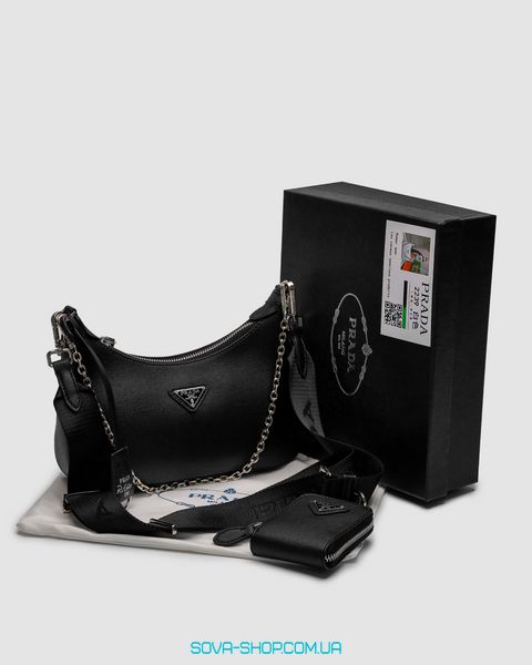 Женская сумка Prada Re-Edition 2005 Saffiano Leather Bag Black Premium фото