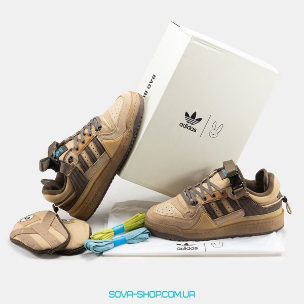 Чоловічі та жіночі кросівки Adidas Forum x Bad Bunny "Brown" фото