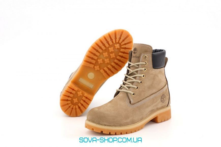Зимові чоловічі ботинки (Вовняне хутро) Timberland CLASSIC PREMIUM NUBUCK WATERPROOF Beige фото