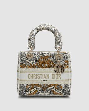 Жіноча сумка Christian Dior Medium Lady D-Lite Bag Toile de Jouy Zodiac Embroidery Brown Premium фото