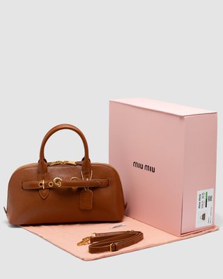 Жіноча сумка Miu Miu Aventure Nappa Leather Top-Handle Bag Brown Premium фото