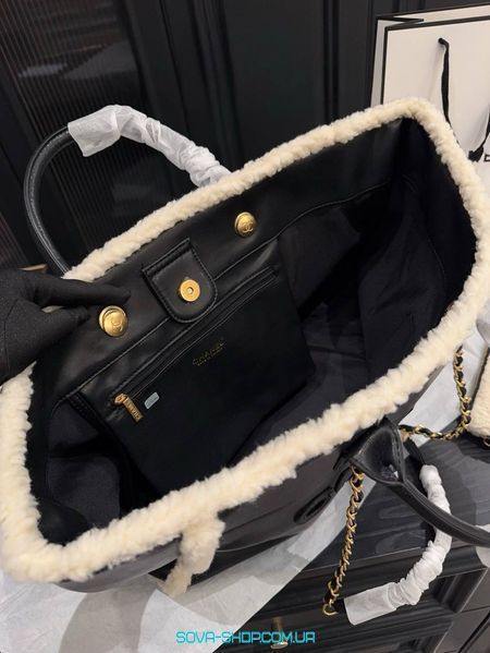 Жіноча сумка Chanel Shearling Shopping Tote Black Premium фото