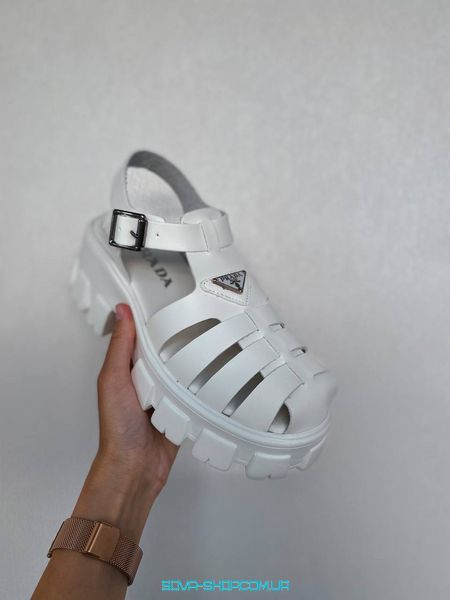Жіночі сандалі Prada Monolith Platform Sandals White фото