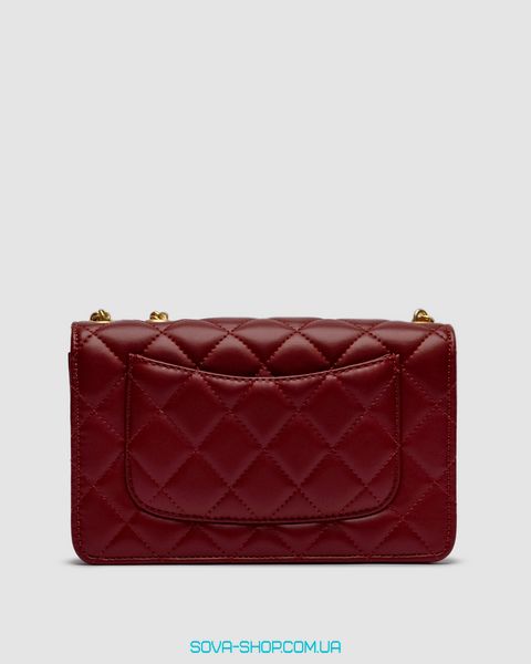 Жіноча сумка Chanel Wallet On Chain Burgundy Calfskin Aged Gold Hardware Premium фото