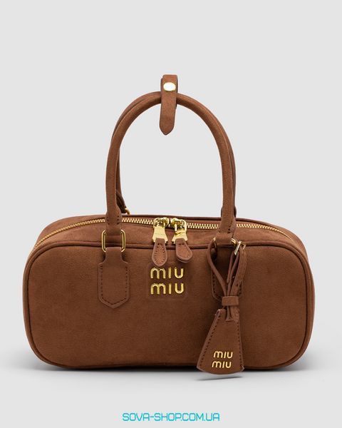 Женская сумка Miu Miu Arcadie Textile Bag Brown Premium фото