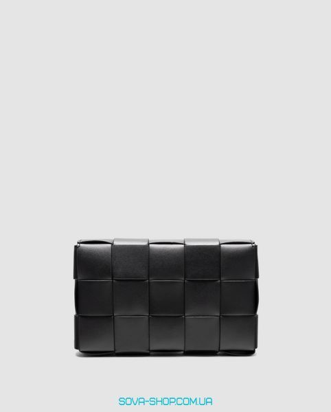 Жіноча сумка Bottega Veneta Cassette in Intreccio Calfskin Leather Black Premium фото