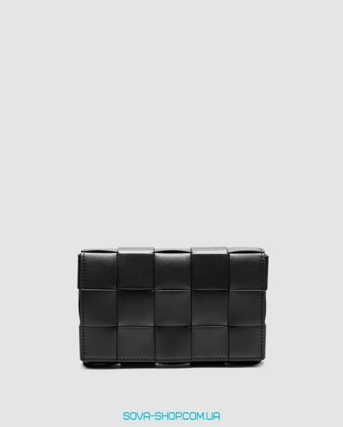 Жіноча сумка Bottega Veneta Cassette in Intreccio Calfskin Leather Black Premium фото