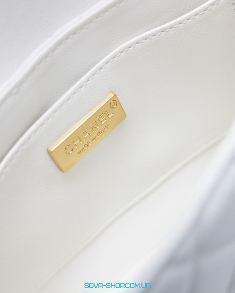 Женская сумка Chanel Flap Bag With Top Handle Mini White/Gold Premium фото