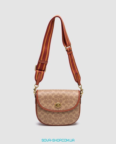 Жіноча сумка Coach Willow Medium Signature Canvas Saddle Bag Premium фото