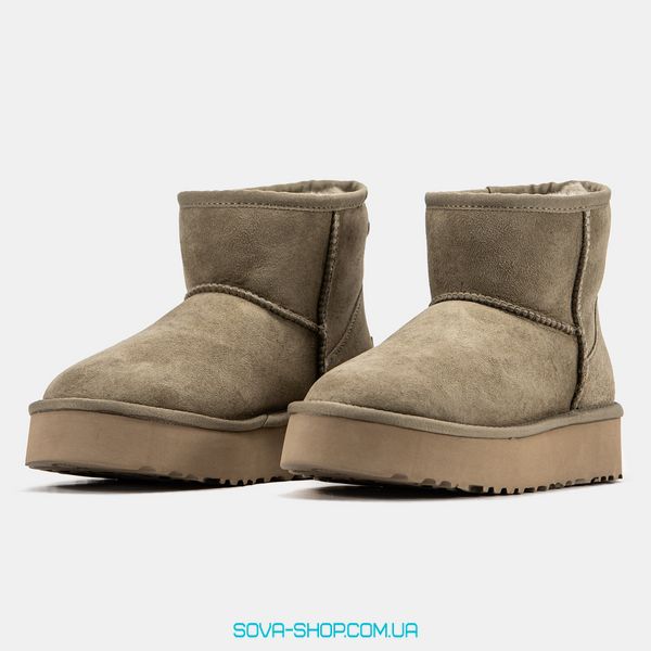 Жіночі зимові ботинки UGG Mini Platform Dark Brown Premium фото