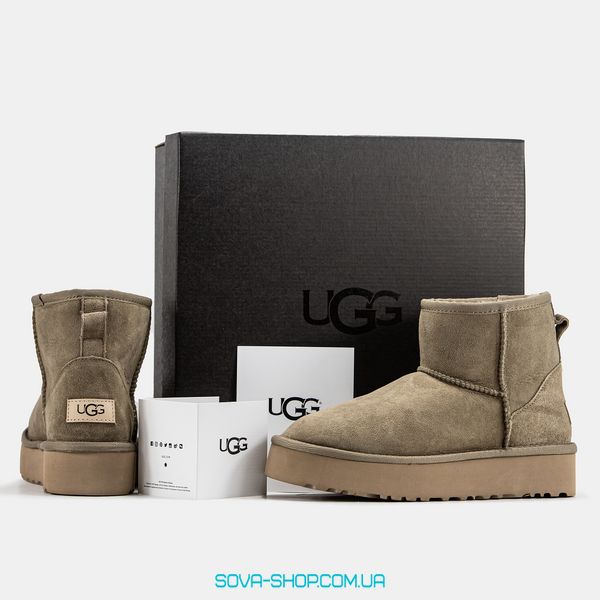 Женские зимние ботинки UGG Mini Platform Dark Brown Premium фото