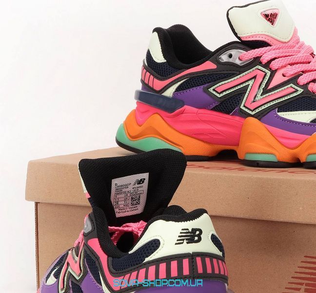 Чоловічі та жіночі кросівки New Balance 9060 Pink Purple Orange Reflective фото
