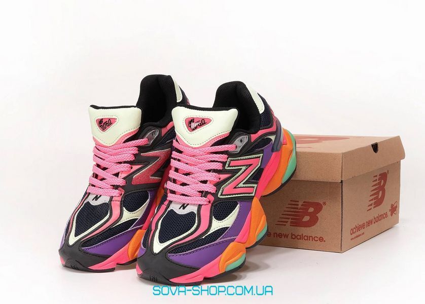 Чоловічі та жіночі кросівки New Balance 9060 Pink Purple Orange Reflective фото