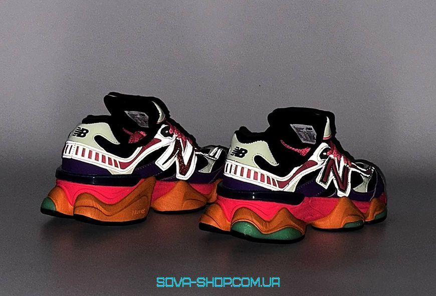 Чоловічі та жіночі кросівки New Balance 9060 Pink Purple Orange Reflective фото
