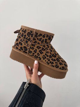 Жіночі зимові ботинки UGG ULTRA MINI PLATFORM GINGER LEOPARD SUEDE фото