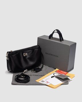 Жіноча сумка Balenciaga Rodeo Sling Pochette in Black/Silver Premium фото