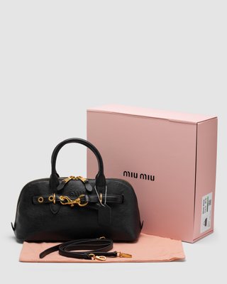 Жіноча сумка Miu Miu Aventure Nappa Leather Top-Handle Bag Black Premium фото