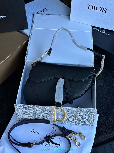 Жіноча сумка Christian Dior Saddle Bag With Strap Black Premium фото