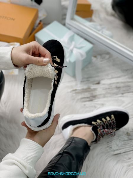 Зимние женские кроссовки с мехом Louis Vuitton TIME OUT ESCALE Black фото