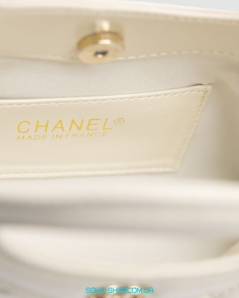 Жіноча сумка Chanel 31 Mini Shopping Bag Shiny Aged Calfskin Cream & Gold Hardware Premium фото