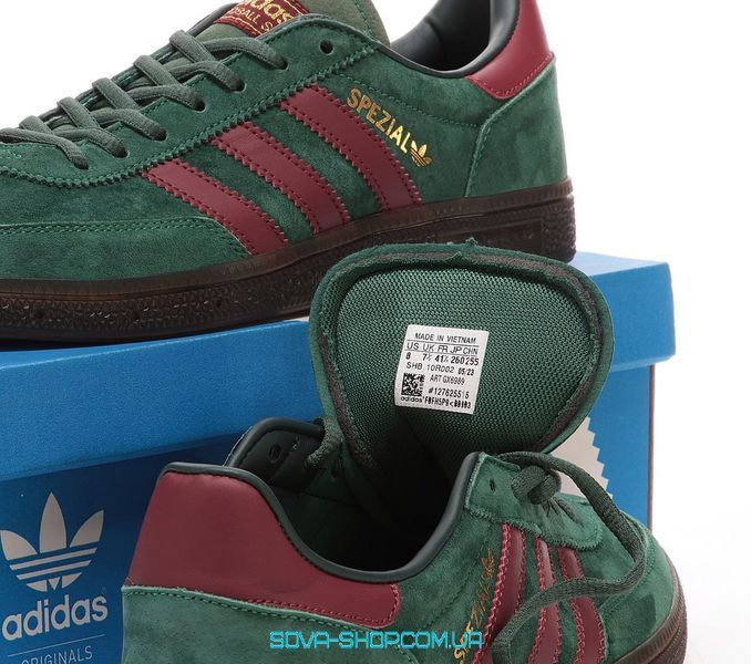 Чоловічі та жіночі кросівки Adidas Spezial Green Bordo фото