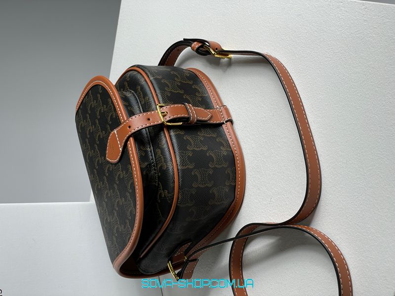 Женская сумка Celine Medium Folco Bag in Triomphe Canvas And Calfskin Tan Premium фото