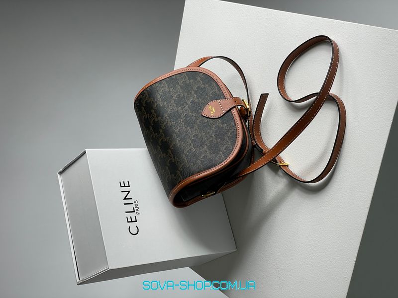 Жіноча сумка Celine Medium Folco Bag in Triomphe Canvas And Calfskin Tan Premium фото