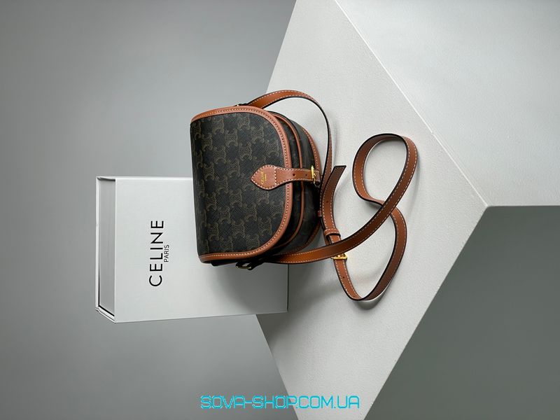 Жіноча сумка Celine Medium Folco Bag in Triomphe Canvas And Calfskin Tan Premium фото