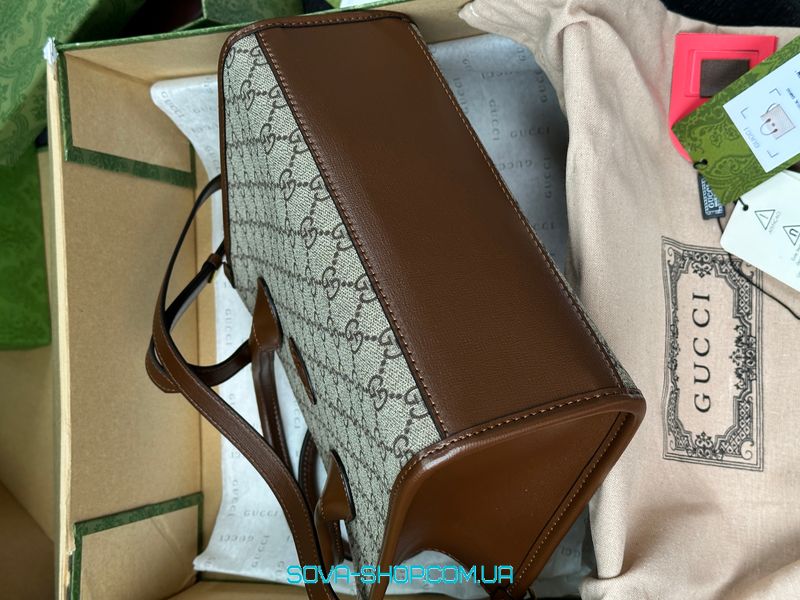 Жіноча сумка Gucci Ophidia Leather-Trimmed Monogrammed Coated-Canvas Tote Bag Premium фото
