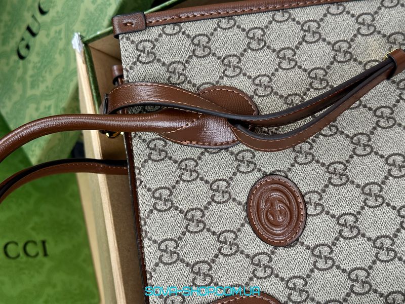 Женская сумка Gucci Ophidia Leather-Trimmed Monogrammed Coated-Canvas Tote Bag Premium фото