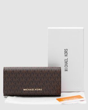 Кошелёк Michael Kors Jet Set travel Wallet Brown Logo Premium фото