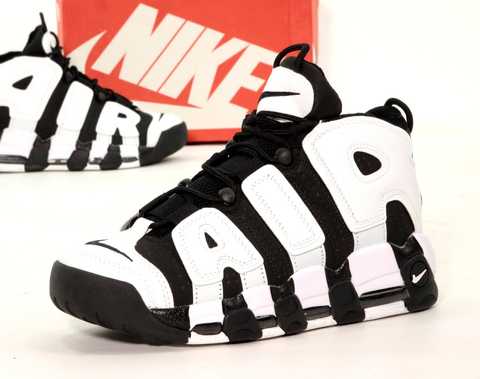 Nike uptempo sale black white