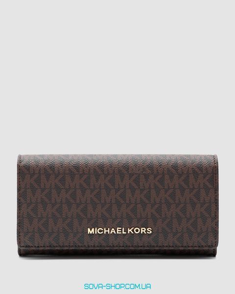 Кошелёк Michael Kors Jet Set travel Wallet Brown Logo Premium фото