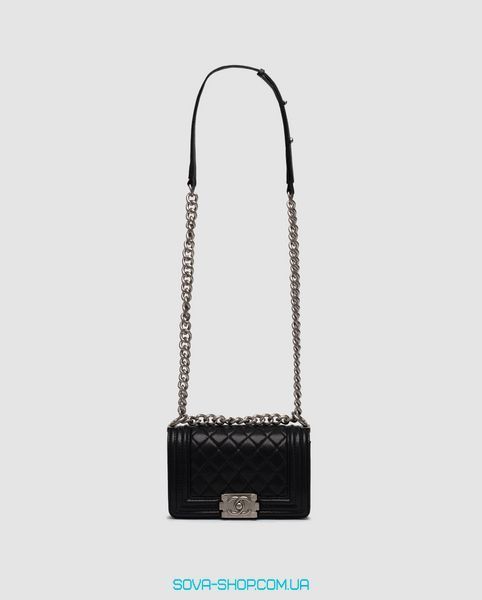 Жіноча сумка Chanel Boy Black/Silver Caviar RHW Mini Premium фото