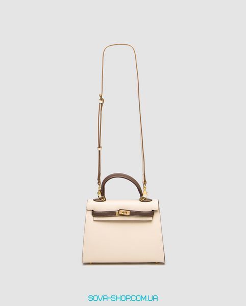Жіноча сумка Hermes Epsom Kelly II Sellier 25 Bicolor Beige\Brown Premium фото