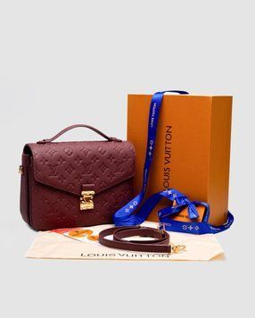 Жіноча сумка Louis Vuitton Pochette M&eacute;tis Monogram Empreinte Burgundy Premium фото