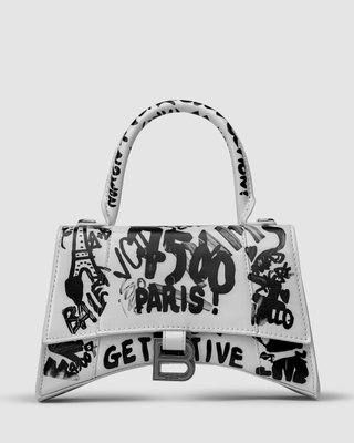 Женская сумка Balenciaga Hourglass Small Handbag Graffiti in White Premium фото