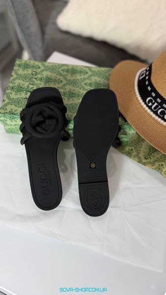 Жіночі шльопанці Gucci Matte Black Premium фото
