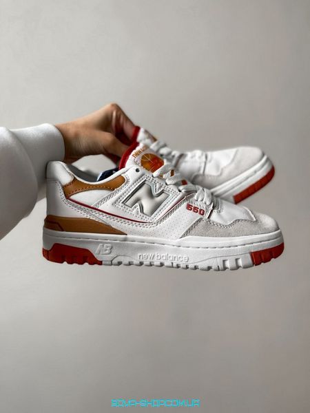 Жіночі кросівки New Balance 550 White\Beige Red фото