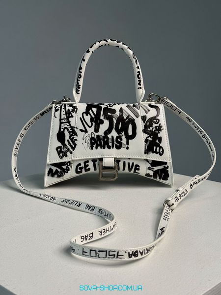 Жіноча сумка Balenciaga Hourglass Small Handbag Graffiti in White Premium фото