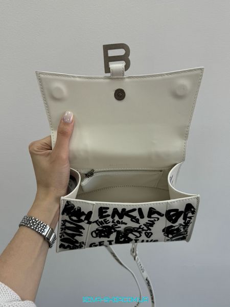 Женская сумка Balenciaga Hourglass Small Handbag Graffiti in White Premium фото