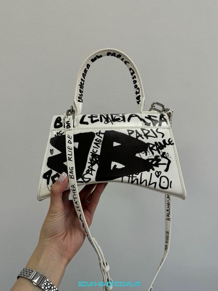 Женская сумка Balenciaga Hourglass Small Handbag Graffiti in White Premium фото