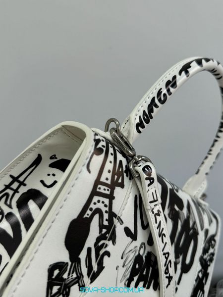 Жіноча сумка Balenciaga Hourglass Small Handbag Graffiti in White Premium фото