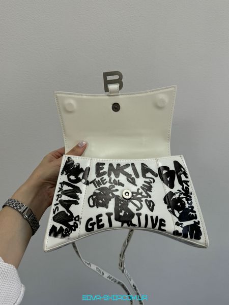 Женская сумка Balenciaga Hourglass Small Handbag Graffiti in White Premium фото