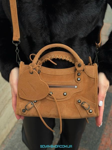 Жіноча сумка Balenciaga Le City Bag Small Suede Ginger Premium фото