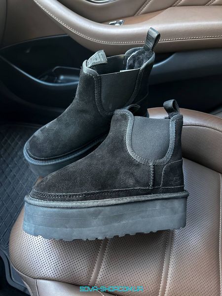 Жіночі зимові ботинки UGG Neumel Platform Chealsea Black PREMIUM фото